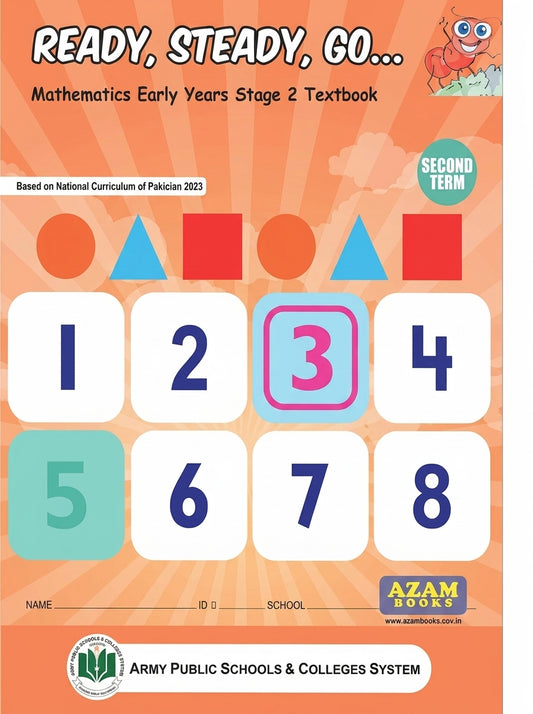 Ready Steady Go Mathematics Early Years Stage 2 Textbook Second Term with numbers 1-8 displayed on orange cover