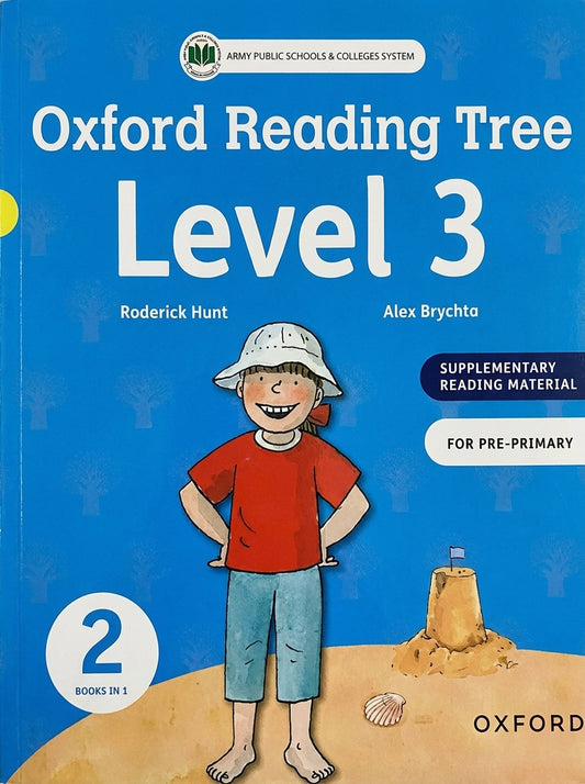 Oxford Reading Tree Level 3 Stories Book of 2 - blue cover with cartoon child in red shirt and bucket hat on beach