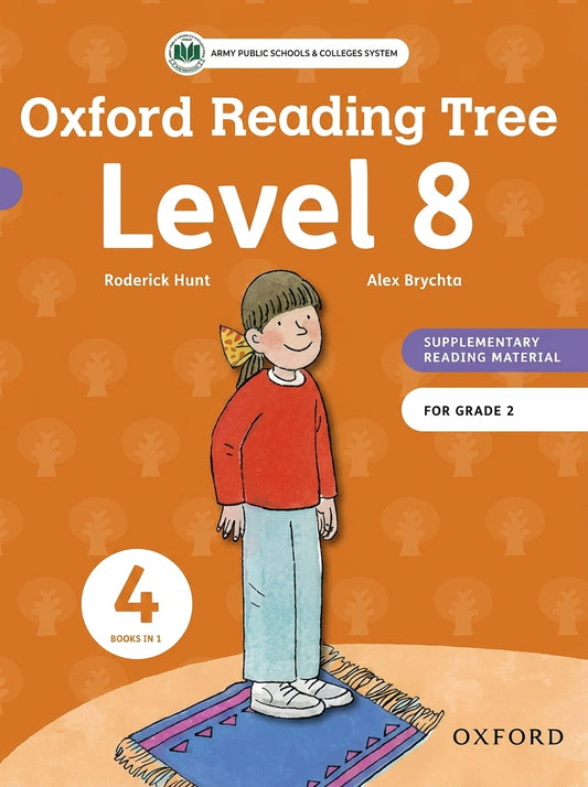 Oxford Reading Tree Level 8 book cover featuring cartoon girl in red shirt on orange background, 4 books in 1 bundle for Grade 2 students