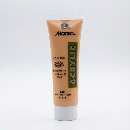 Marries Acrylic Paint tube 75ml (120ml) NO.816B in Portrait Tone 219 shade, beige packaging with white cap, professional artist quality