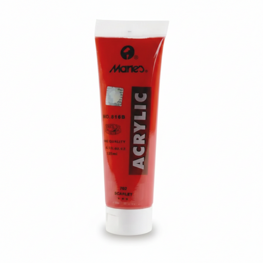 Mateo Acrylic Paint 75ml tube in Scarlet Red (302) with white flip-top cap on white background