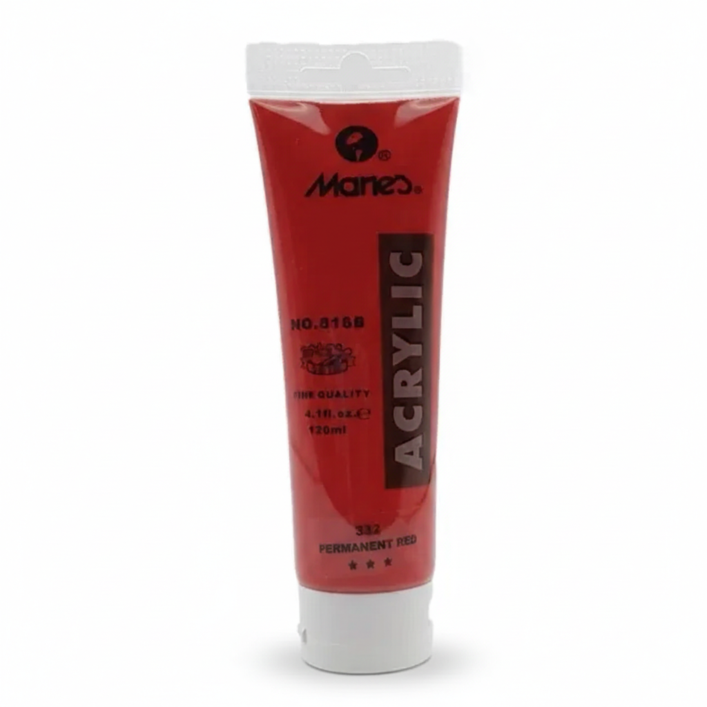Mont Marte Acrylic Paint 120ml tube in Permanent Red 332, professional quality art paint