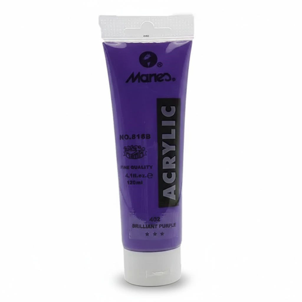 Maries Acrylic Paint 120ml tube in Brilliant Purple, model No. 818B, with white cap and purple packaging
