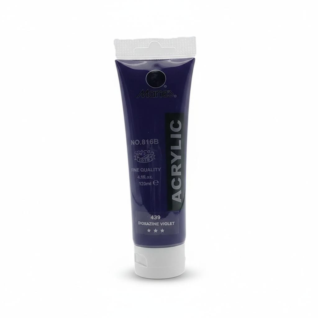 Marries Acrylic Paint 120ml tube in Dioxazine Violet color 439 with white cap and blue label