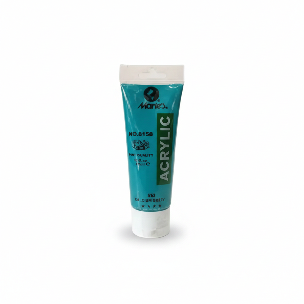Marie's Acrylic Paint 75ml tube in Calcium Grey 552 with turquoise packaging and white cap.