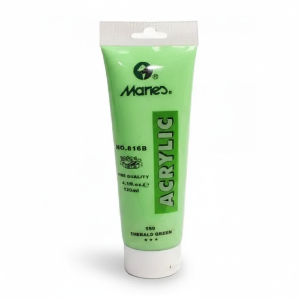 Maries Acrylic Paint 120ml tube in Emerald Green color with white and green packaging