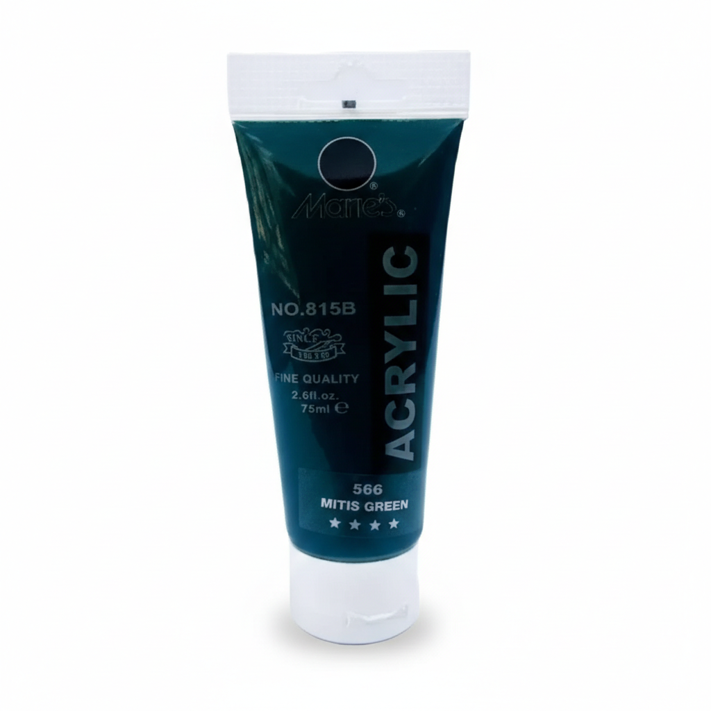 Mont Marte Acrylic Paint 75ml tube in Mitis Green, fine quality professional grade with white cap and teal packaging