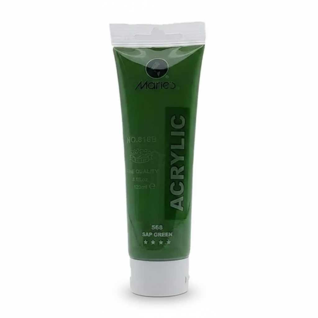 Marie's Acrylic Paint 120ml tube in Sap Green (568) with resealable packaging