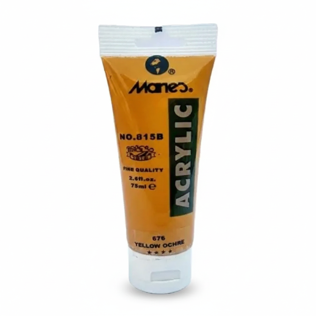 Marries Acrylic Paint 75ml tube in Yellow Ochre 676, model 815B, fine quality art paint