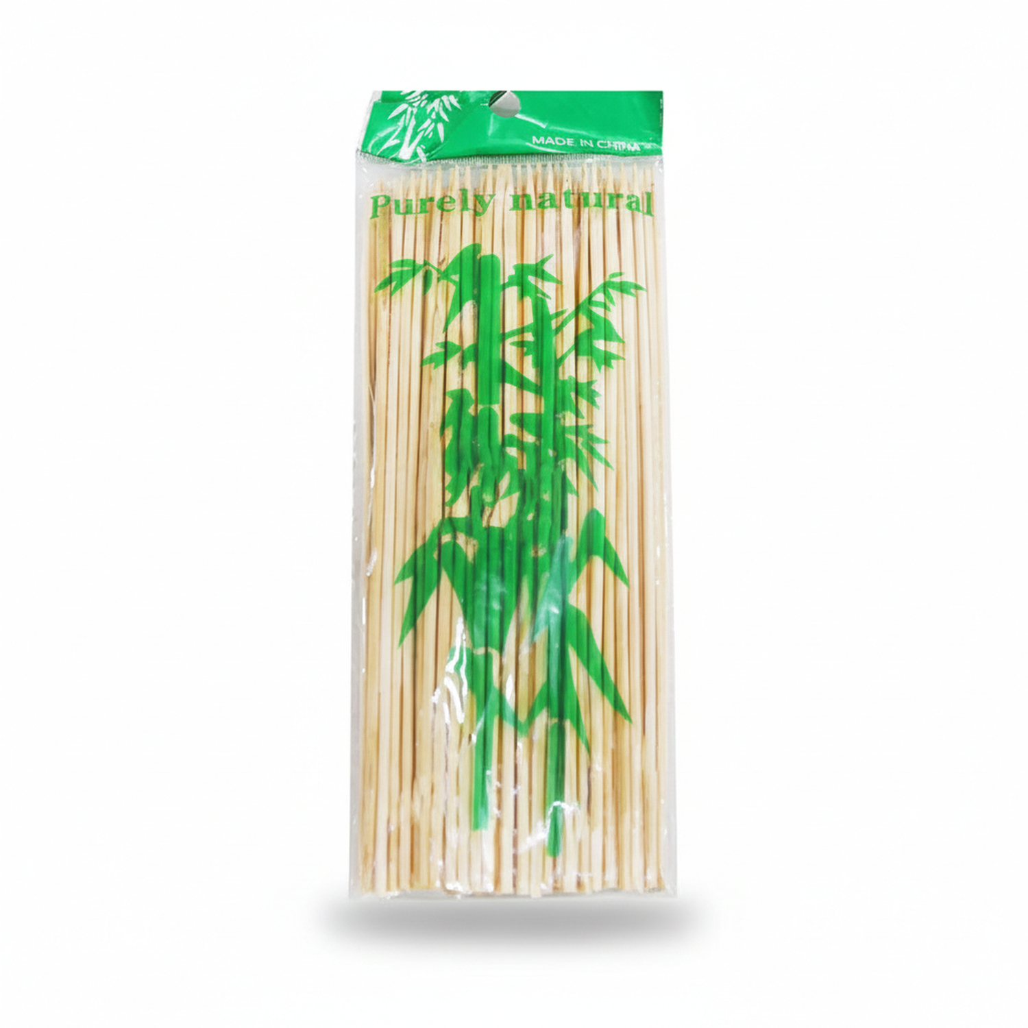 Purely Natural Art Bamboo Sticks 12 Inch pack featuring natural wooden sticks in clear plastic packaging with green bamboo leaf branding.
