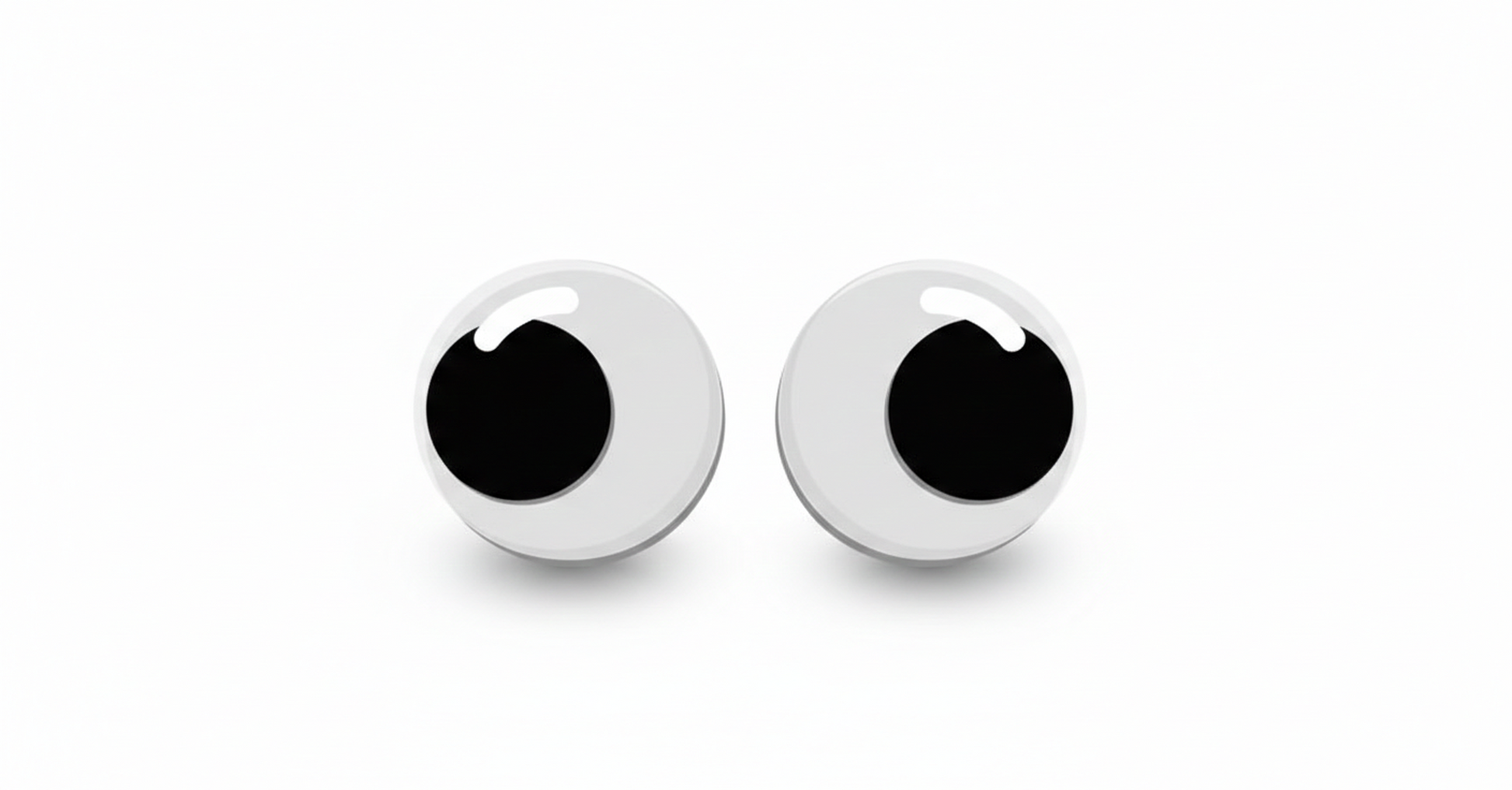 Two round self-adhesive googli eyes with black pupils and white backing, shown on white background. Art Googli Eyes Black & White 02.