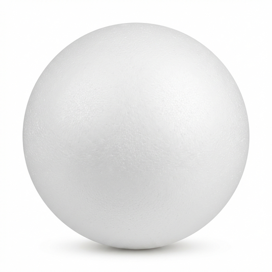 Single white polystyrene sphere (Art Thermo Ball 20mm) shown against white background, part of 24-piece pack for crafting and art projects