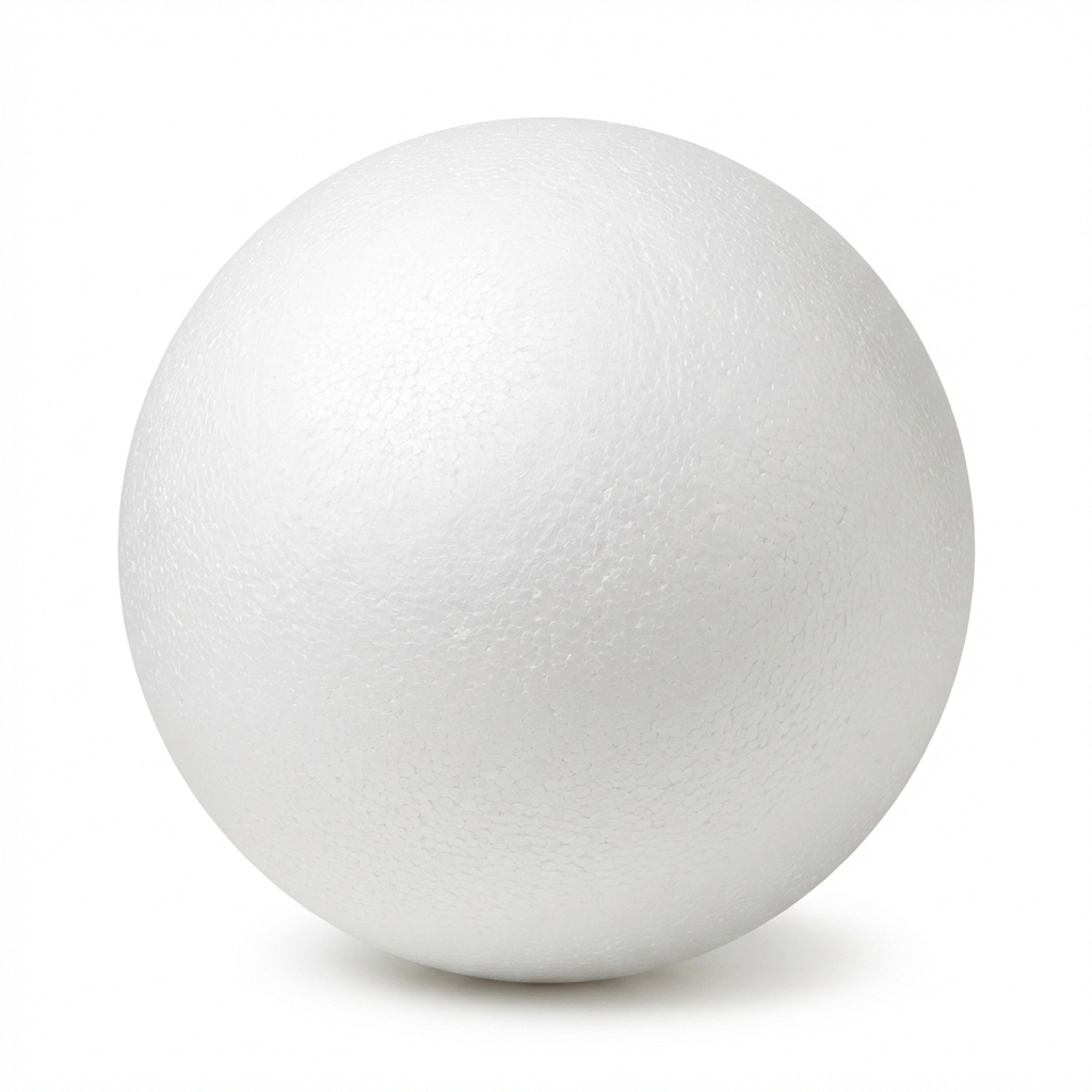 White polystyrene sphere 40mm Art Thermo Ball shown against white background, smooth finish, single unit from 10-pack