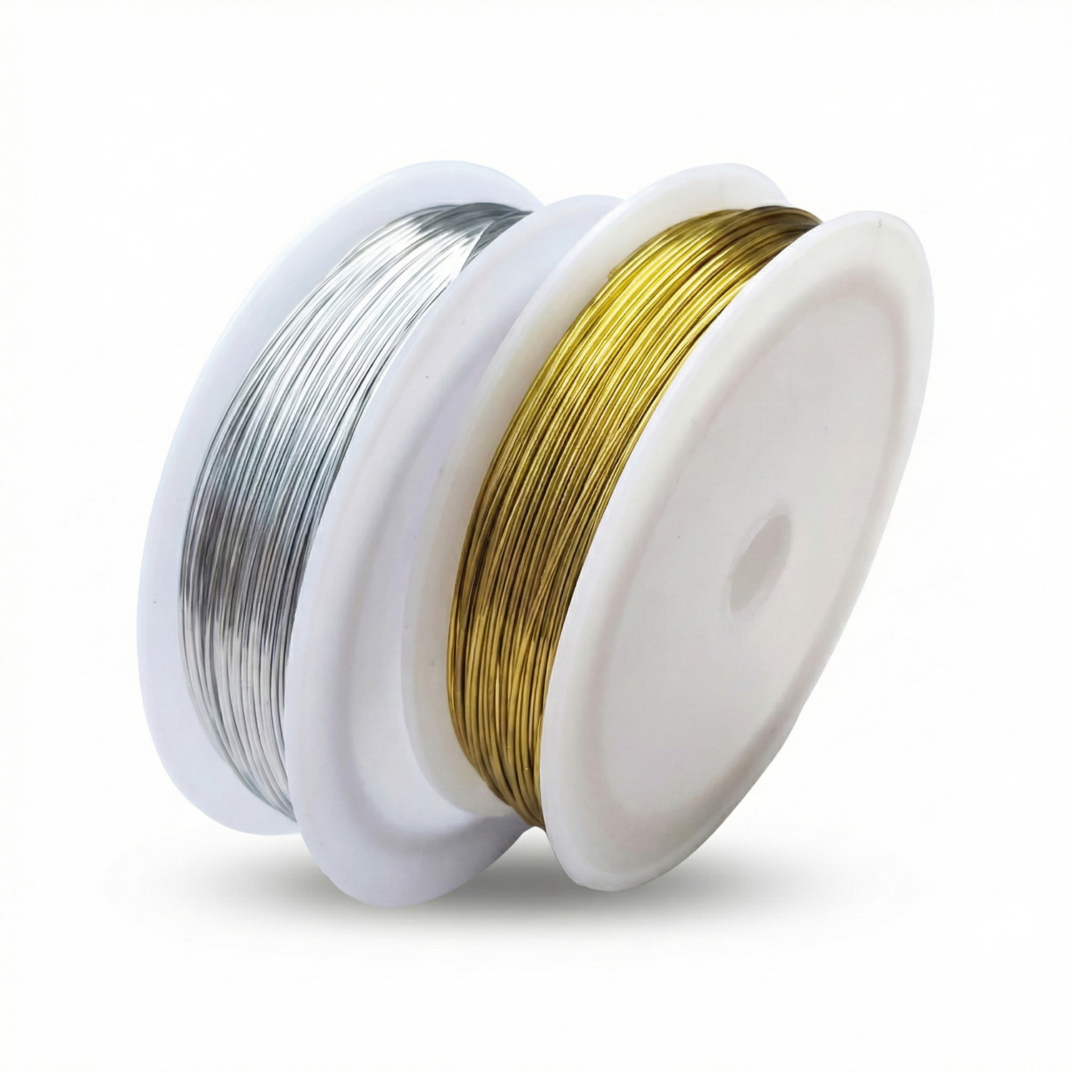Art Wire Golden 2-pack showing silver and gold metallic craft wire spools on white plastic reels, professional quality for jewelry making and crafts.