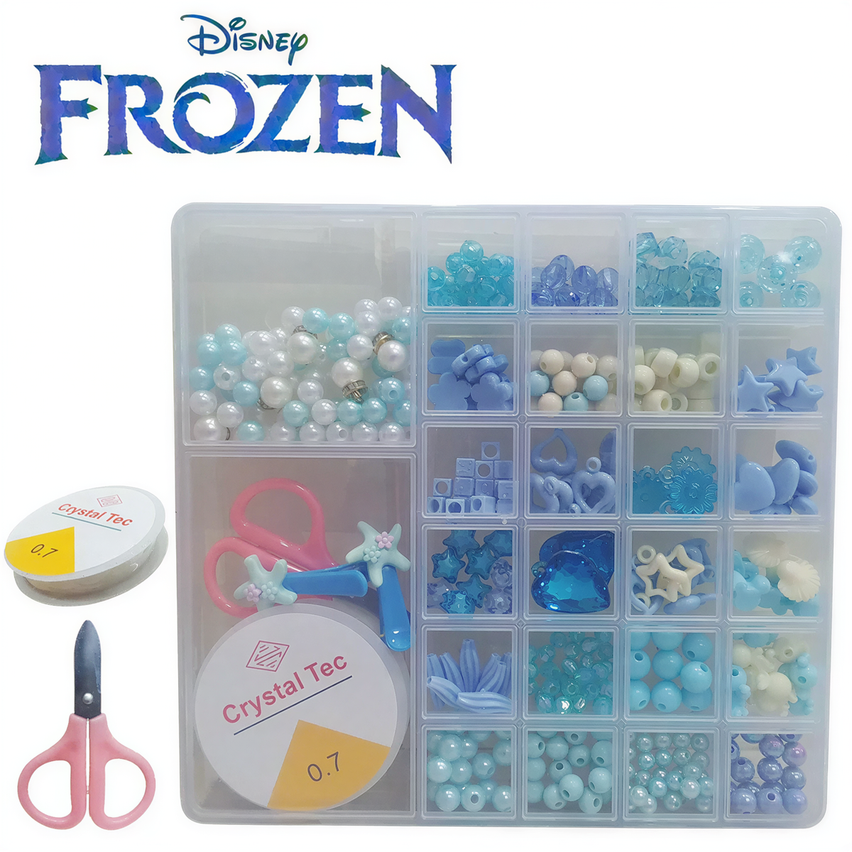 Frozen Bead Set 254142 with 254 beads, charms, scissors, clasps in organized storage box