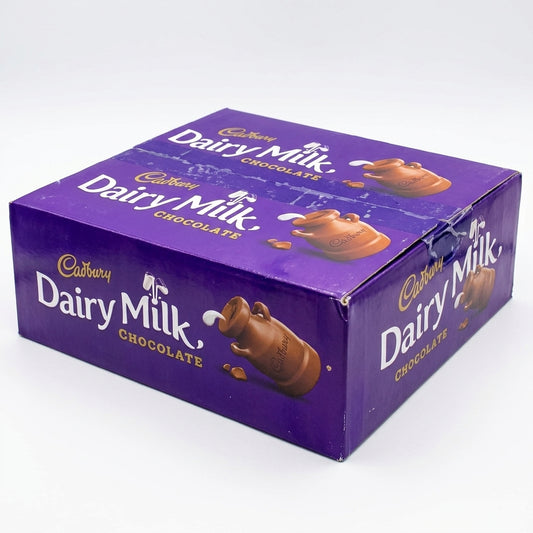 Cadbury Dairy Milk Classic chocolate bulk box of 24 x 90g bars in purple packaging