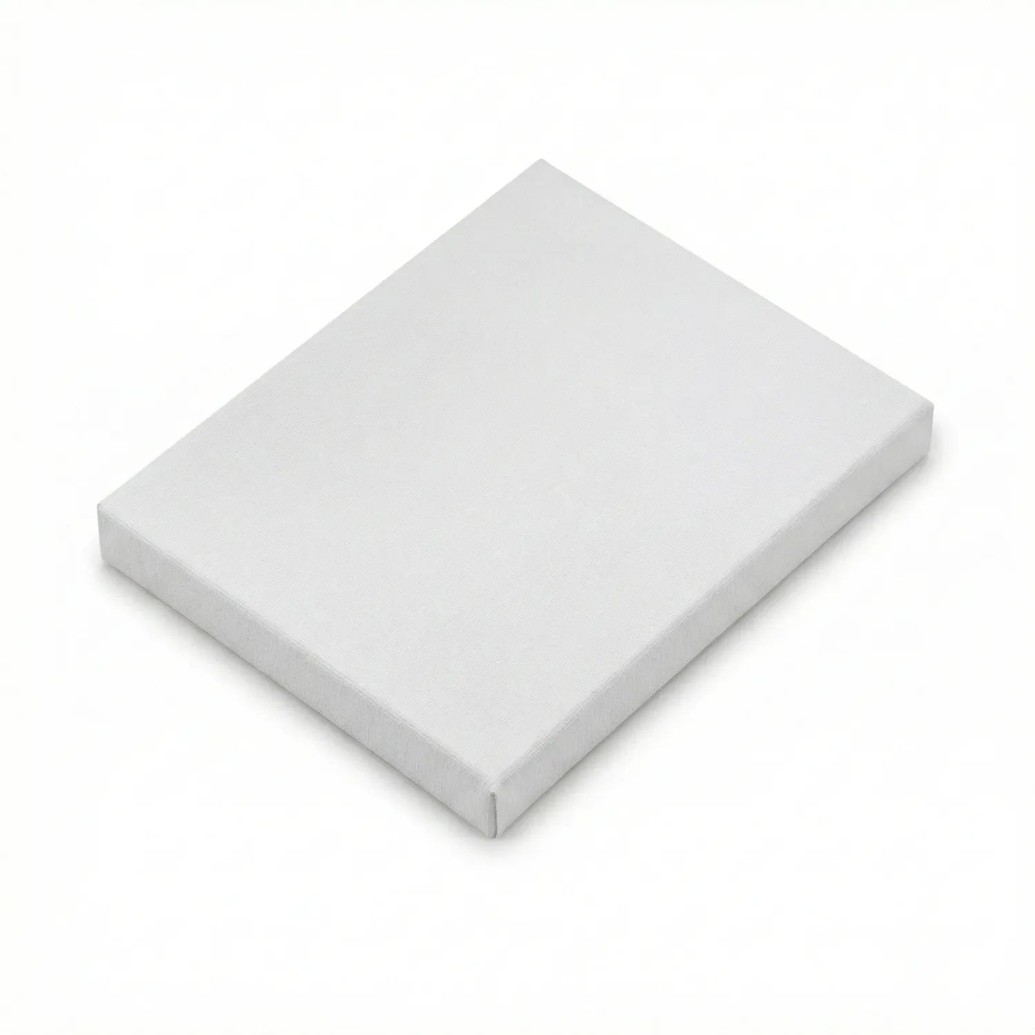 White blank canvas panel 6x6 inches, pre-primed and ready to paint, shown at an isometric angle