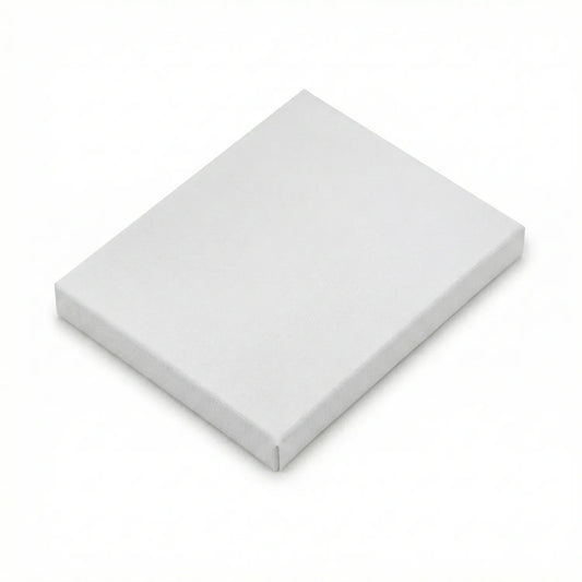 White blank canvas panel 6x6 inches, pre-primed and ready to paint, shown at an isometric angle