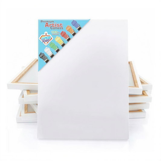 Premium Artist Canvas Board 60x90cm with wooden frame and 10-color paint set included
