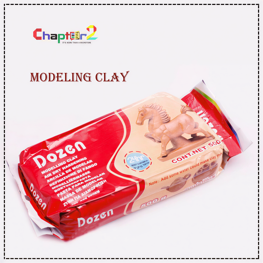 Dozen Modeling Clay 500g package in beige with horse sculpture illustration on packaging