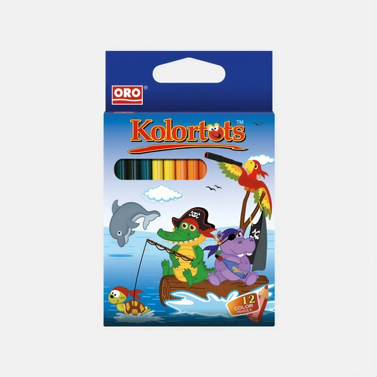 Oro Kolortots 12-color pencil set with pirate and animal characters on packaging
