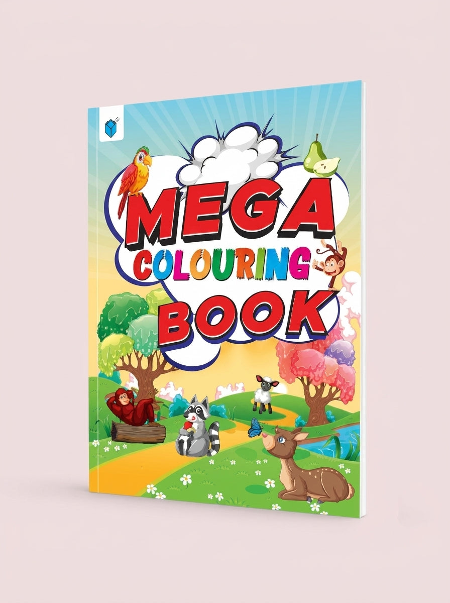Mega Colouring Book Medium with colorful animal and nature illustrations on cover