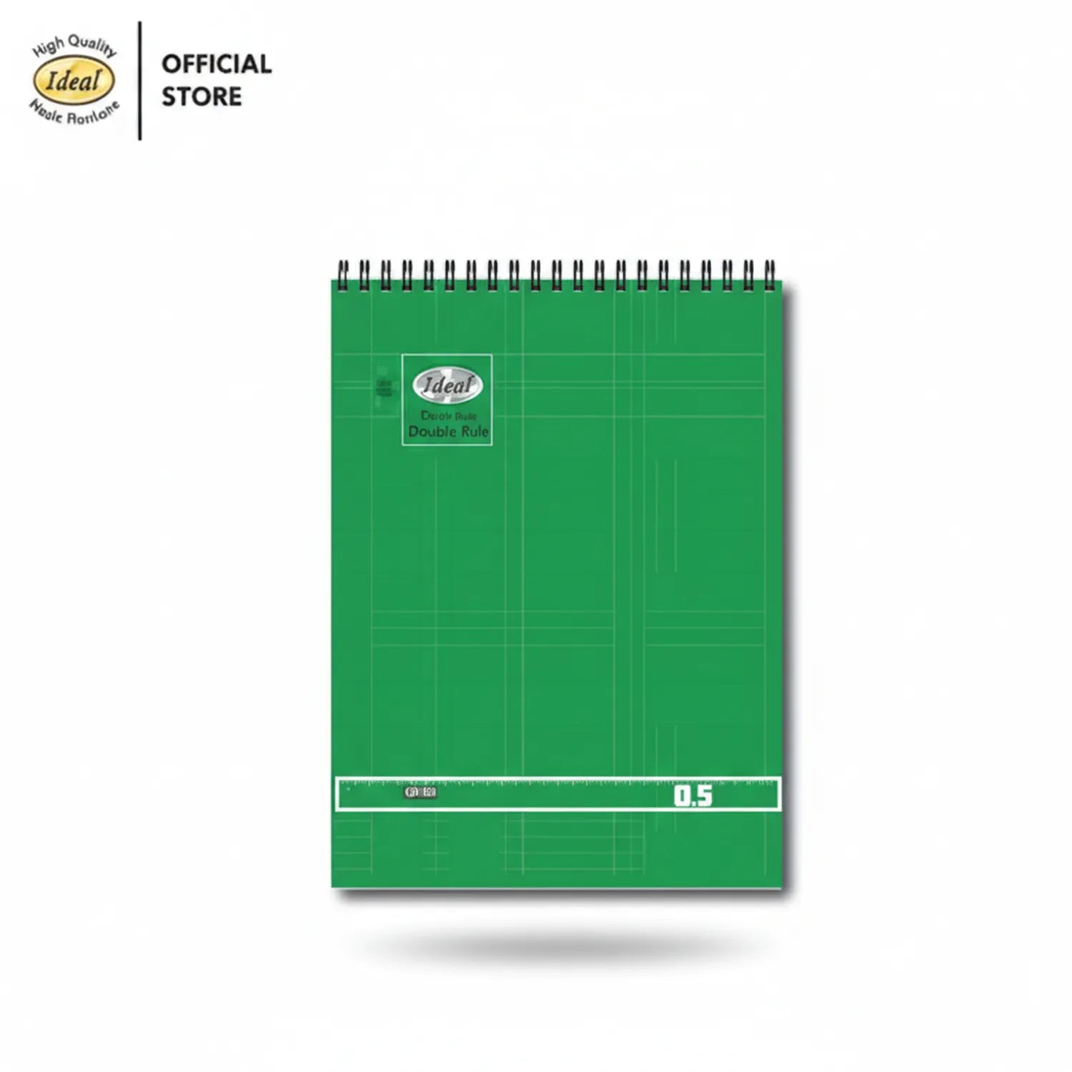 Ideal Drafting Pad Ring Excel 0.5 - green spiral notebook with double rule grid pattern and white spiral binding