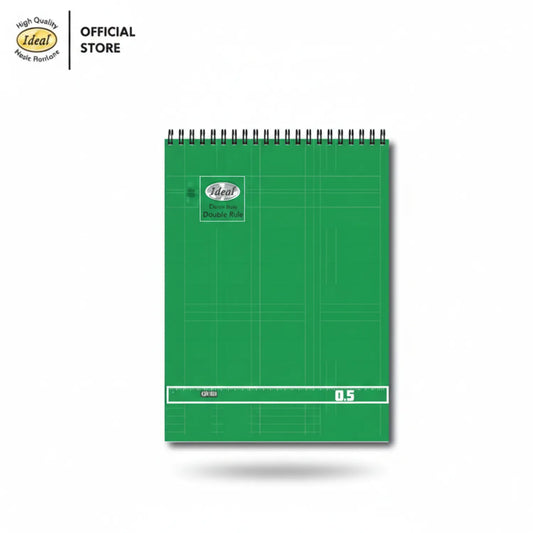 Ideal Drafting Pad Ring Excel 0.5 - green spiral notebook with double rule grid pattern and white spiral binding