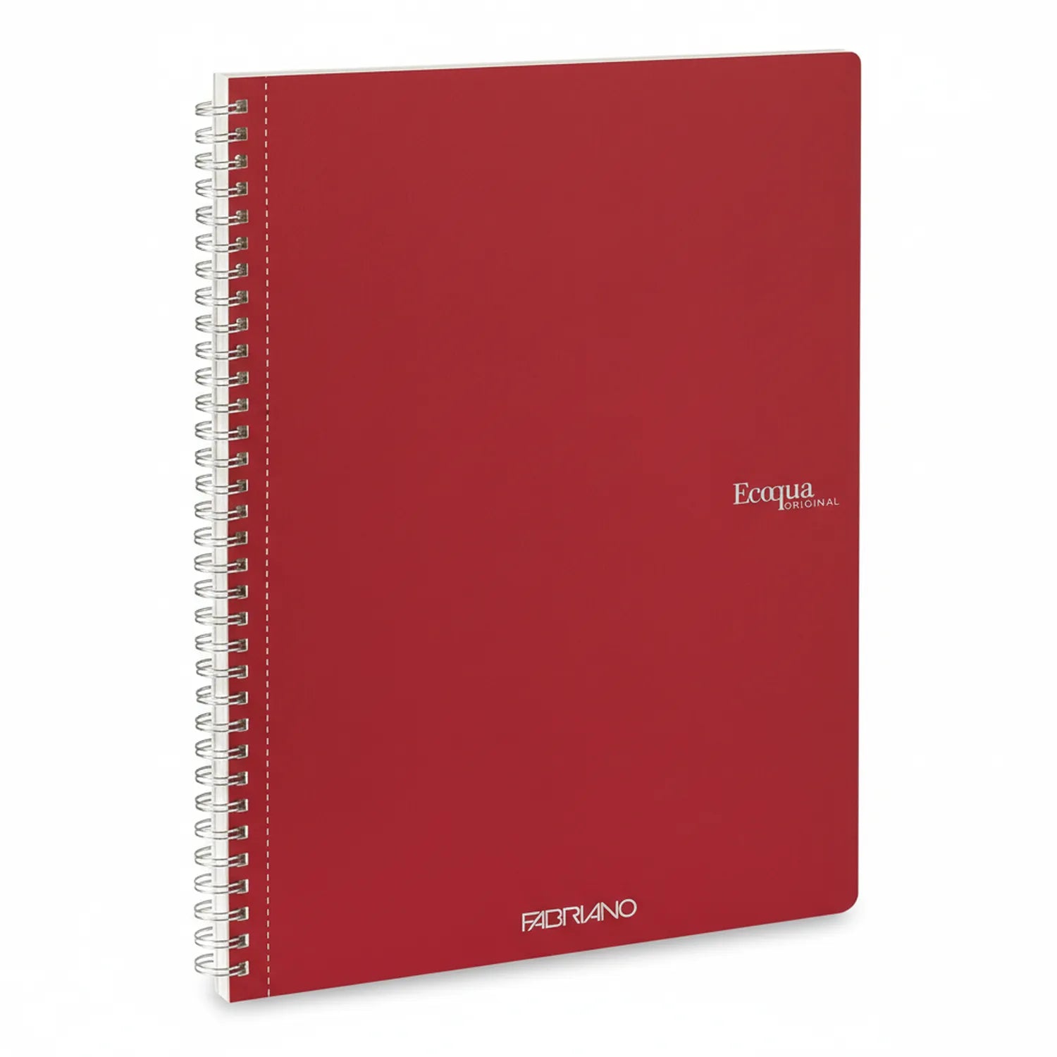Fabriano Ecoqua Original spiral bound drafting pad with red cover, metal ring binding, and white Ecoqua branding visible on front