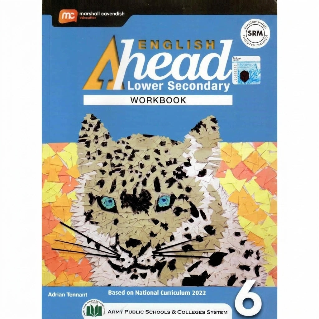 English Ahead Lower Secondary Workbook 6 with colorful leopard cover design and geometric patterns