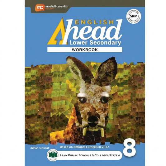 English Ahead Lower Secondary Workbook 8 with pixelated deer illustration on blue cover, National Curriculum 2022 edition