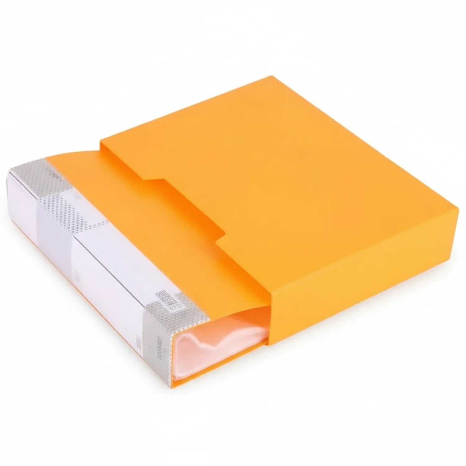 Orange File Pocket A4 30P with 30-compartment accordion organizer showing white interior pockets, professional stationery storage solution