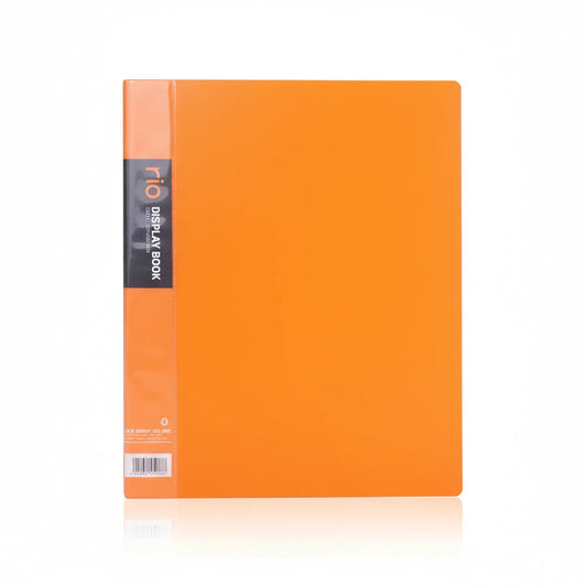 File Pocket A4 40P orange document organizer with dark gray band label and barcode on spine