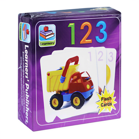 Learners Flash Cards 123 in purple packaging with colorful toy truck illustration and numbered cards