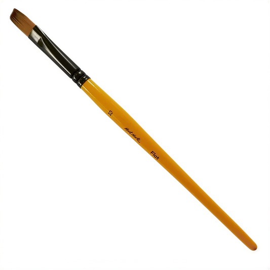 Keep Smiling Flat Brush No. 10 with natural bristles, yellow wooden handle, and black ferrule