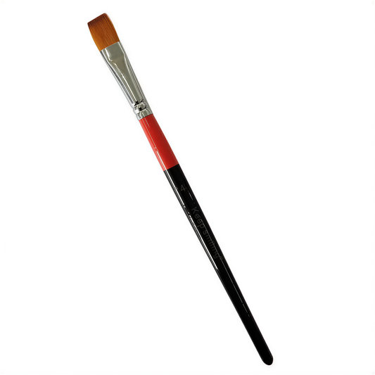 Keep Smiling Flat Brush No. 4 with brown bristles, silver ferrule, and black handle with red band