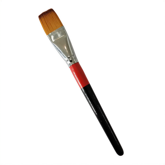 Keep Smiling Flat Brush No. 8 with golden-brown bristles, metal ferrule, black handle with red band