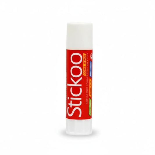 Stickoo 21G Glue Stick with red label and white twist-up tube design on white background