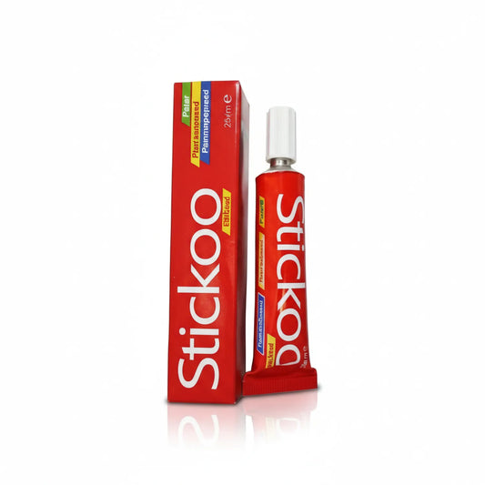 Stickoo Glue Tube 26ml red packaging with white cap precision applicator tube and red cardboard box