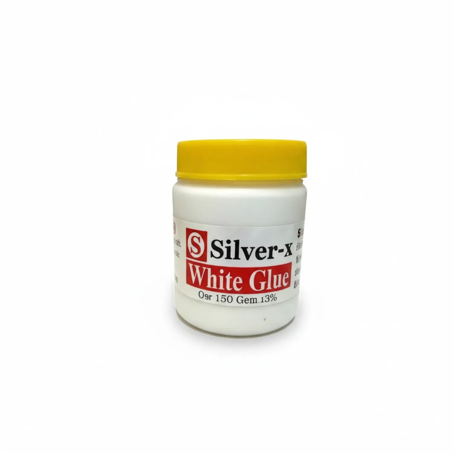 Silver-X White Glue 150G jar with yellow cap - professional adhesive container for crafts and art projects