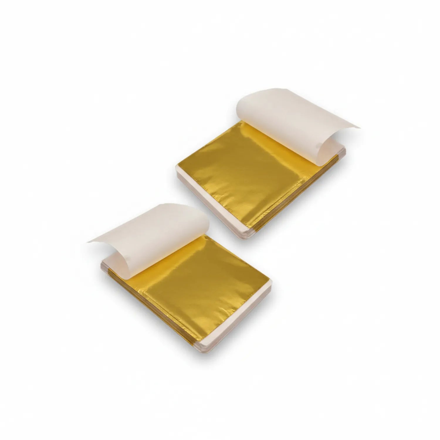 Golden Leaf KS SJB0003 gold leaf sheets - two individual sheets with white protective tissue paper backing, displayed on white background