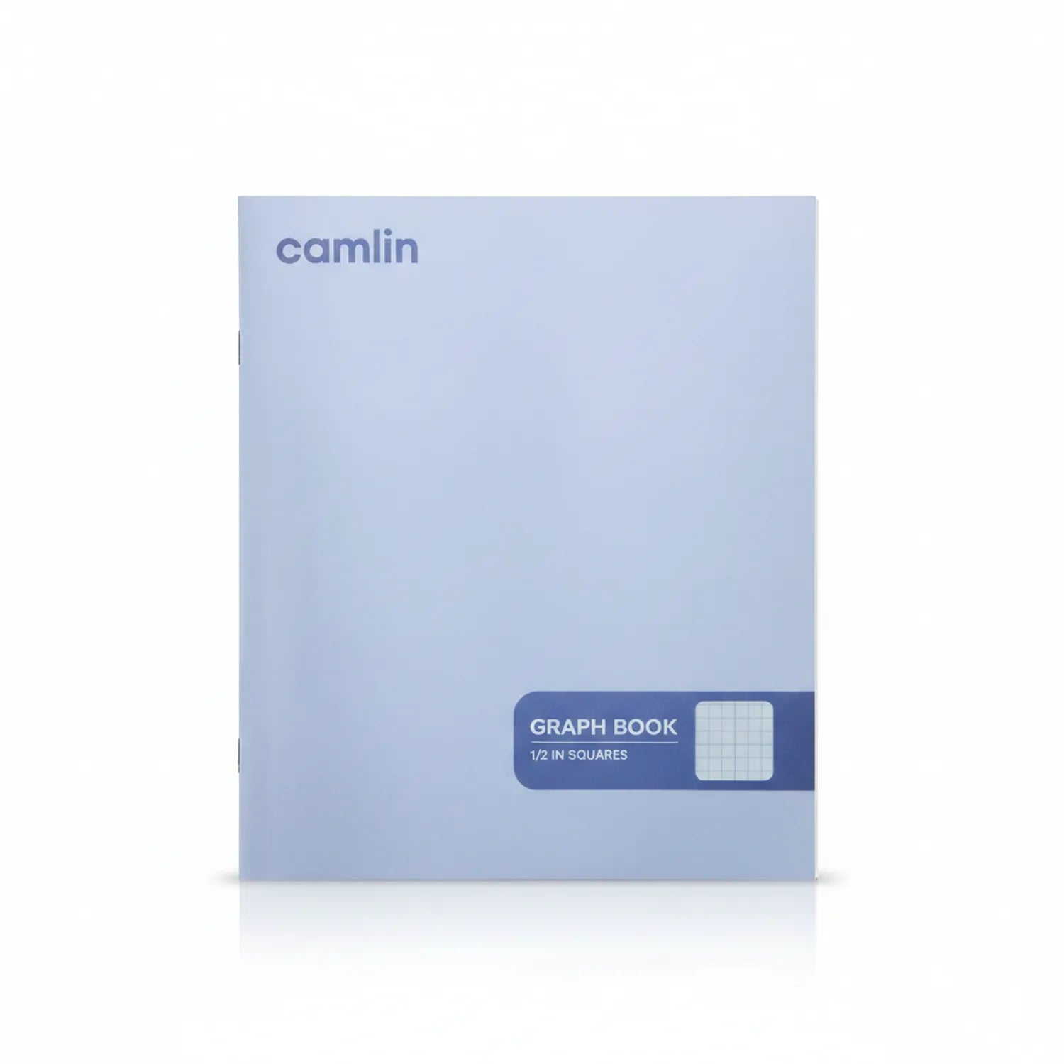Camlin Graph Book with light blue cover, 1/2 inch squares grid pattern shown on navy label at bottom of notebook