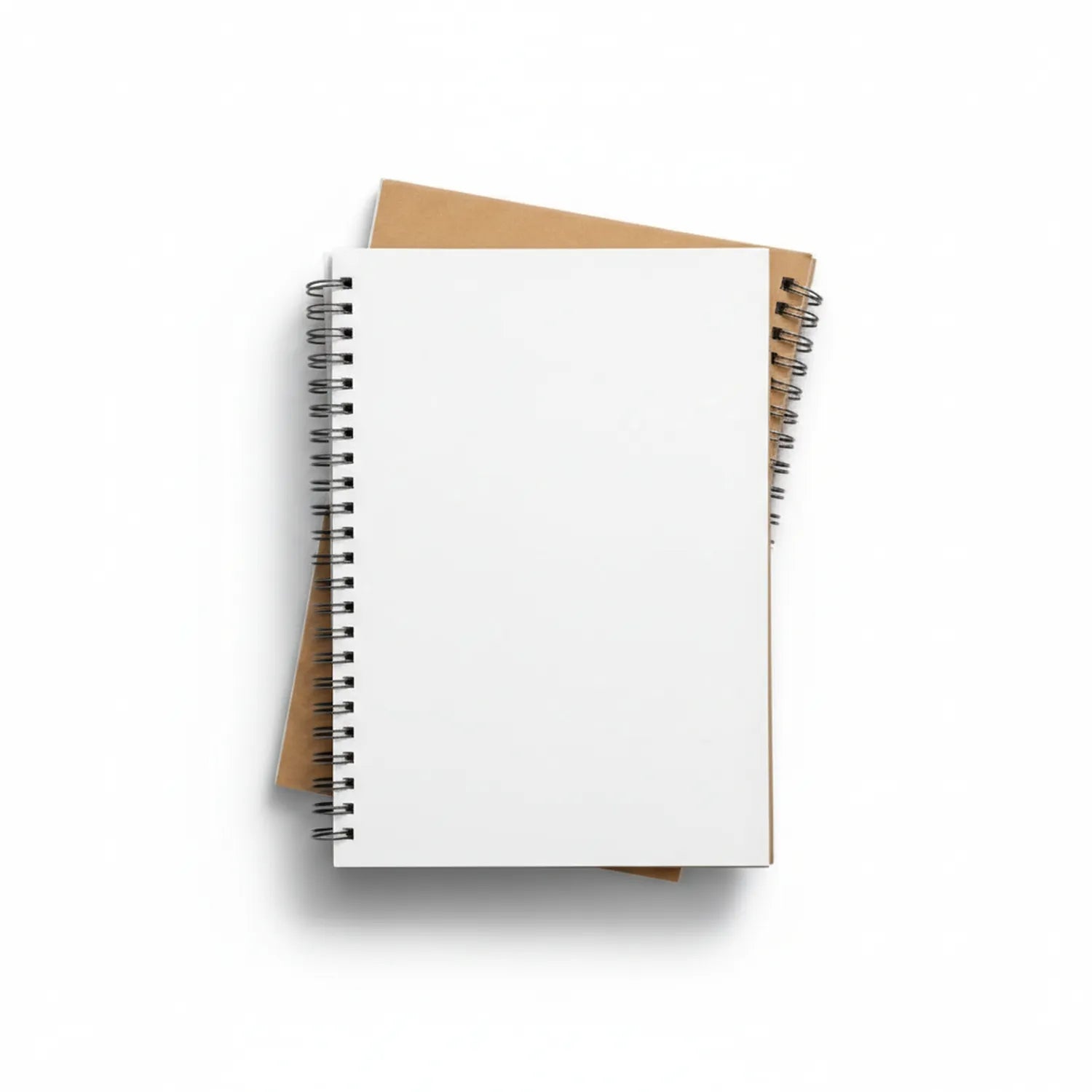 Journal Spiral A5 spiral-bound notebook with natural kraft paper cover and dual spiral metal bindings, blank white pages visible