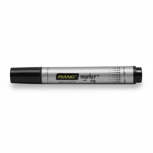 Piano Marker 70 black fine-tip marker with silver barrel and black cap on white background