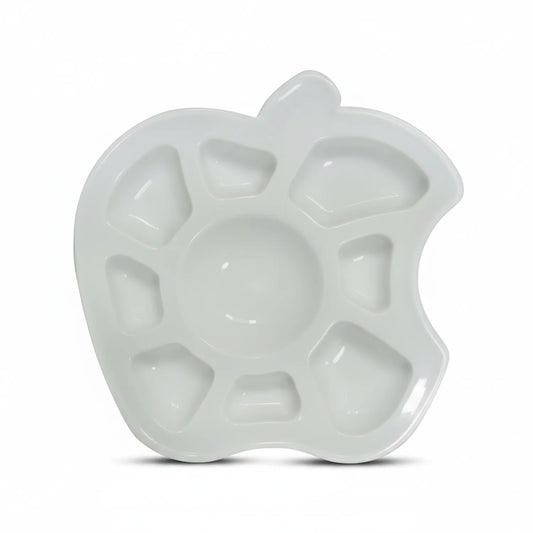 Mixing Palette Apple S - white ceramic apple-shaped palette with multiple paint wells and central mixing area