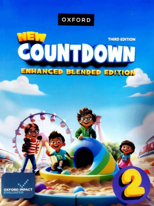 New Countdown Third Edition Level 2 Enhanced Blended Edition book cover with children at beach amusement park theme