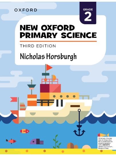 New Oxford Primary Science Grade 2 Third Edition book cover featuring colorful illustrated ship with underwater ocean scene and marine life