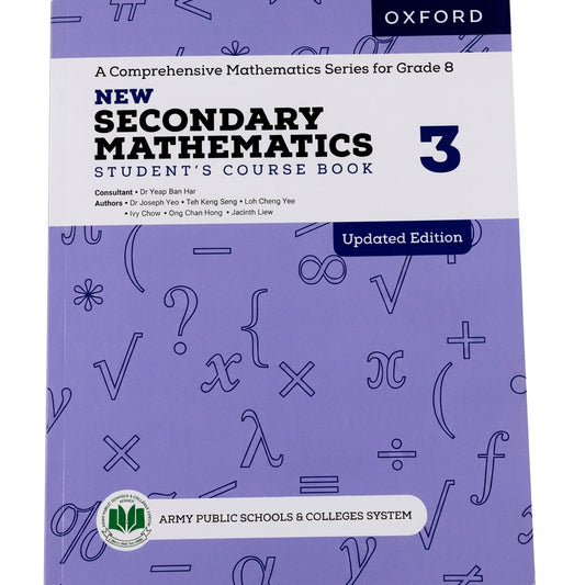 New Secondary Mathematics 3 Student's Course Book, Updated Edition, purple cover with mathematical symbols, Oxford publisher, APSAC approved