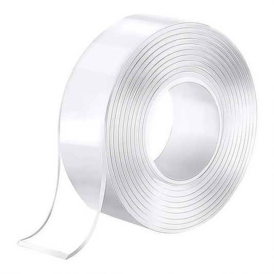 White Nano Tape roll 30mm width with clear nano-adhesive, showing coiled tape design with dispenser