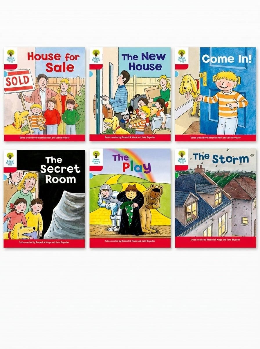 Oxford Reading Tree Stage 4 Stories pack of 6 books with colorful covers featuring children, houses, and family scenes